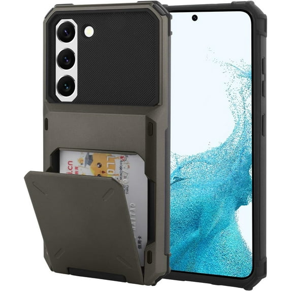 Wallet Case for Samsung Galaxy S23 Plus Case with 4-Card Credit Card Holder Slot Shockproof Cover Hybrid Heavy Duty Protection Armor Phone Case Compatible with Samsung Galaxy S23 Plus-Grey