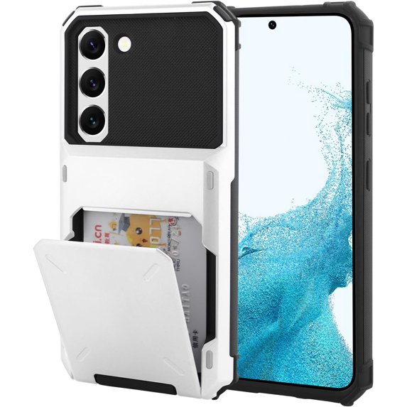 Wallet Case for Samsung Galaxy S23 Plus Case with 4-Card Credit Card Holder Slot Shockproof Cover Hybrid Heavy Duty Protection Armor Phone Case Compatible with Samsung Galaxy S23 Plus-White