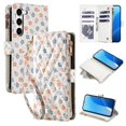 thumbnail image 1 of Wallet Case For Samsung Galaxy S23 Plus 5G 6.6-inch, Flower Pattern Flip Zipper Purse Leather Cover With Card Holder, Detachable Wristlet & Shoulder Strap, Shockproof ,Kickstand Phone Case For Women, 1 of 9