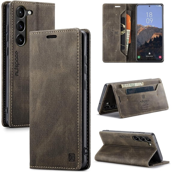 Wallet Case for Samsung Galaxy S23 Plus 5G,Magnetic Protect PU Leather Flip Case with Card Holders RFID Blocking Kickstand Shockproof Protection Case for Samsung Galaxy S23 Plus 5G 2023 (Coffee)