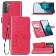 thumbnail image 1 of Wallet Case for Samsung Galaxy S23 Plus with Card Slots Holder Magnetic Clasp Kickstand Flip Folio Cover, Exquisite Flower Pattern PU Leather Soft Silicone Shockproof Protective Cover,Rose, 1 of 13