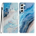 thumbnail image 1 of Wallet Case for Samsung Galaxy S23 Plus with Colorful Painting Pattern Luxury PU Leather Magnetic Flip Folio Cover, Soft Silicone Shockproof Card Slots Holder Kickstand Protective Case,Blue Marble, 1 of 8