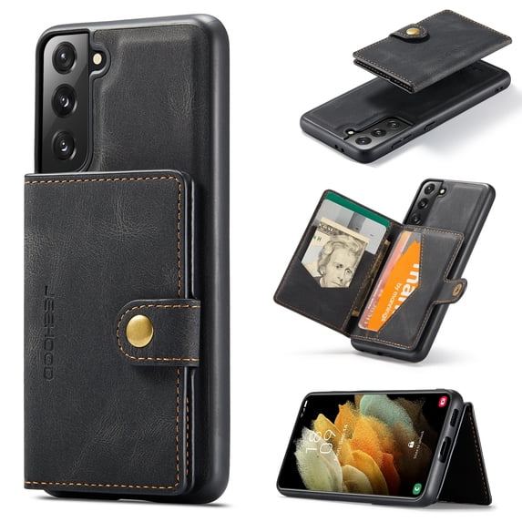 Wallet Case for Samsung Galaxy S23 Plus with Detachable Back Card Slots Holder Cover, Premium PU Leather Slim Kickstand Shockproof Lens Protective Case for Samsung Galaxy S23 Plus, Black