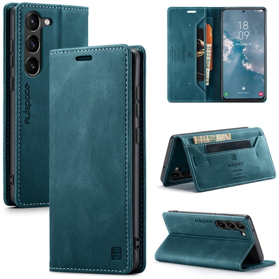Wallet Case for Samsung Galaxy S23 Plus, Flip PU Leather Cover with Card Holder Magnetic Closure Folio Kickstand Shockproof Protective Phone Case Cover for Samsung Galaxy S23 Plus,Blue