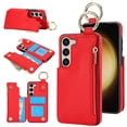 thumbnail image 1 of Wallet Case for Samsung Galaxy S23 Plus with Shoulder Strap & RFID Blocking Card Slots Holder Kickstand & Finger Ring, Magnetic Flip Folio Zipper Purse Case, PU Leather Cover Handbag, Red, 1 of 8