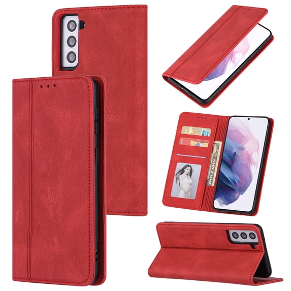 Wallet Case for Samsung Galaxy S23 Premium PU Leather Flip Folio Cover, Card Slots Holder Magnetic Closure Soft TPU Shockproof Anti-Scratches Case for Samsung Galaxy S23,Red