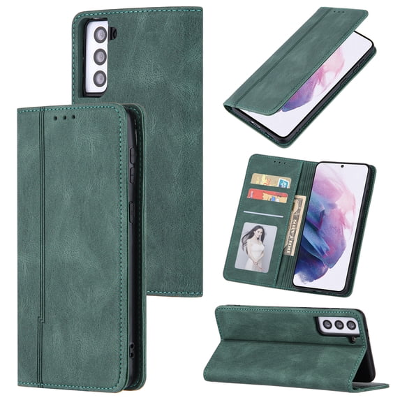 Wallet Case for Samsung Galaxy S23 Premium PU Leather Flip Folio Cover, Card Slots Holder Magnetic Closure Soft TPU Shockproof Anti-Scratches Case for Samsung Galaxy S23,Green