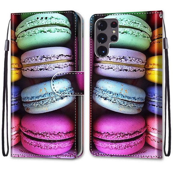 Wallet Case for Samsung Galaxy S23 Ultra (2023), Allytech Premium PU Leather Folio Flip Anti-Lost Wristlet Card Slots Magnetic Buckle Shockproof Stand Case for Galaxy S23 Ultra 5G, Macaron