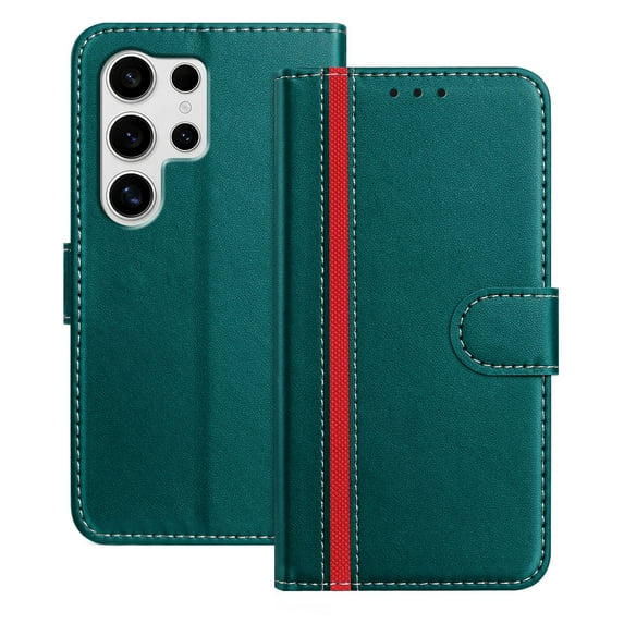 Wallet Case for Samsung Galaxy S23 Ultra, Business PU Leather Magnetic Flip Folio Case with Card Slots Holder Kickstand Shockproof Protective Phone Case Cover for Samsung Galaxy S23 Ultra, Green