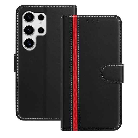 Wallet Case for Samsung Galaxy S23 Ultra, Business PU Leather Magnetic Flip Folio Case with Card Slots Holder Kickstand Shockproof Protective Phone Case Cover for Samsung Galaxy S23 Ultra, Black