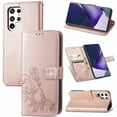 thumbnail image 1 of Wallet Case for Samsung Galaxy S23 Ultra with Card Slots Holder Magnetic Clasp Kickstand Flip Folio Cover, Exquisite Flower Pattern PU Leather Soft Silicone Shockproof Protective Cover,Rosegold, 1 of 12
