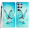 thumbnail image 1 of Wallet Case for Samsung Galaxy S23 Ultra with Colorful Painting Pattern Luxury PU Leather Magnetic Flip Folio Cover, Soft Silicone Shockproof Card Slots Holder Kickstand Protective Case,Blue Butterfly, 1 of 8