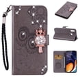 thumbnail image 1 of Wallet Case for Samsung Galaxy S23 Ultra, Embossed Owl Bling Diamond Premium PU Leather [Folio Flip][Kickstand][Card Slots][Wrist Strap][Kickstand]Phone Cover for Samsung Galaxy S23 Ultra, Gray, 1 of 7