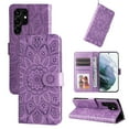 thumbnail image 1 of Wallet Case for Samsung Galaxy S23 Ultra, Exquisite Flower Embossed Pattern Magnetic Clasp PU Leather Flip Folio Cover with Kickstand Card Slots Holder Soft Silicone Shockproof Case,Purple, 1 of 8
