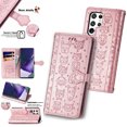 thumbnail image 1 of Wallet Case for Samsung Galaxy S23 Ultra, Lovely Cute Cat Dog Embossed Pattern Cartoon PU Leather Flip Folio Cover with Card Slots Cash Holder Kickstand Magnetic Secure Clasp Shockproof Case,Rosegold, 1 of 10
