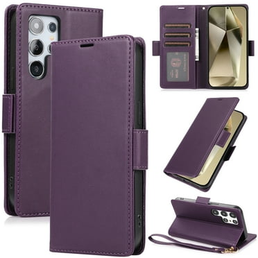 Wallet Case for Samsung Galaxy S23 Ultra with [RFID Blocking] Card Holder Kickstand with Lanyard,Magnetic Clasp PU Flip Leather Shockproof Full-body Phone Case for Samsung Galaxy S23 Ultra,Darkpurple