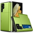 thumbnail image 1 of Wallet Case for Samsung Galaxy S23 Ultra, Rugged Case with Credit Card Holder Sliding Slot, Military Grade Shockproof Scratch Resistant Anti-Drop Phone Cover for Samsung Galaxy S23 Ultra, Green, 1 of 8