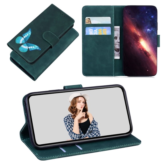 Wallet Case for Samsung Galaxy S23 Ultra, Shockproof TPU Inner Case with RFID Blocking Credit Card Holders, PU Leather Folding Book Flip Magnetic Phone Cover for Galaxy S23 Ultra 6.8",Green