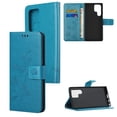 thumbnail image 1 of Wallet Case for Samsung Galaxy S23 Ultra, Stylish Flowers Embossed Pattern Premium PU Leather Flip Folio Cover with Card Slots Holder Magnetic Clasp Kickstand Soft TPU Anti-Drop Case,Blue, 1 of 5