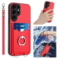 thumbnail image 1 of Wallet Case for Samsung Galaxy S23 Ultra, Stylish Ultra Slim PU Leather Card Slots Ring Stand Wrist Strap Shockproof Protective Thin Lightweight Back Case Cover for Samsung Galaxy S23 Ultra, Red, 1 of 7