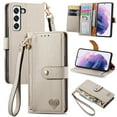 thumbnail image 1 of Wallet Case for Samsung Galaxy S23 Women Men, Durable PU Leather Magnetic Flip Lanyard Strap Wristlet Zipper Card Holder Kickstand Wallet Phone Case Cover Full Body Protection, Gray, 1 of 10