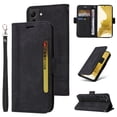 thumbnail image 1 of Wallet Case for Samsung Galaxy S23, Wrist Hand Strap Premium PU Leather TPU Shockproof Flip Cover with Kickstand Card Slots Holder Magnetic Clasp Case for Samsung Galaxy S23, Black, 1 of 7