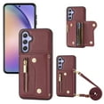 thumbnail image 1 of Wallet Case for Samsung Galaxy S24, Classic Lychee Texture PU Leather Purse Case with Accordion Card Slots, Protective Crossbody Flip Cover with Zipper Shoulder Strap Lanyard, Winered, 1 of 8