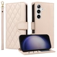 thumbnail image 1 of Wallet Case for Samsung Galaxy S24 with Detachable Wrist Strap & Shoulder Strap, Card Slots Folio Purse Luxury PU Leather Stand Accessories Cell Phone Cover for S24 Women Men, Beige, 1 of 11