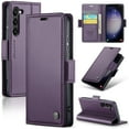 thumbnail image 1 of Wallet Case for Samsung Galaxy S24 FE, RFID Blocking Magnetic Clasp Shockproof Cover, Premium PU Leather Flip Case with Credit Card Holder Kickstand for Samsung Galaxy S24 FE, Purple, 1 of 8