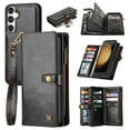 thumbnail image 1 of Wallet Case for Samsung Galaxy S24+ Plus, 2 In 1 Detachable Magnetic Cover Multiple Cards Slots Zipper Pocket RFID Blocking Stand Hand Strap Protective Phone Case for Women Men, Black, 1 of 7