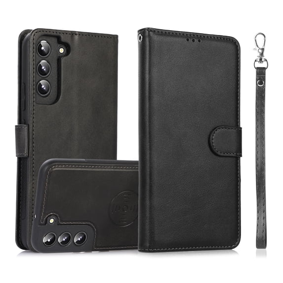 Wallet Case for Samsung Galaxy S24 Plus, 2 In1 PU Leather Flip Phone Case with Detachable Magnetic TPU Inner, Kickstand Phone Cover with Card Slots & Wrist Strap for Samsung Galaxy S24 Plus, Black