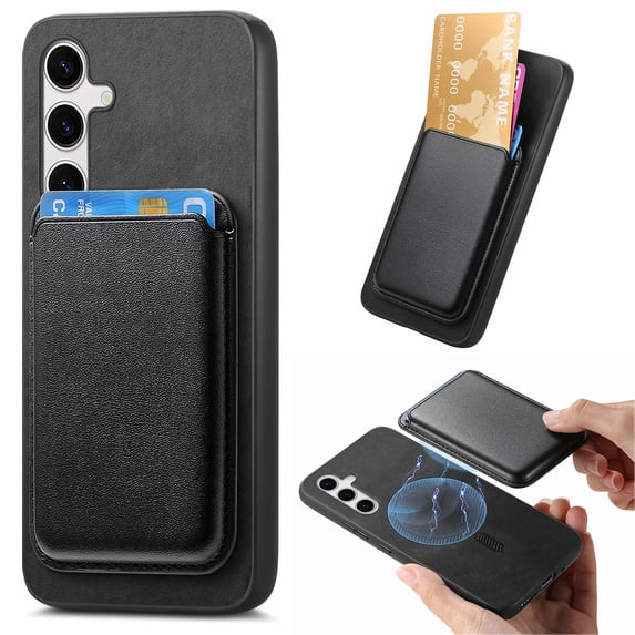 Wallet Case for Samsung Galaxy S24 Plus, Classic PU Leather Removable Magnetic Card Back Slot Anti-falling Anti-drop Shockproof Protective Phone Case Cover for Samsung Galaxy S24 Plus, Black