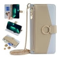 thumbnail image 1 of Wallet Case for Samsung Galaxy S24 Plus with Crossbody Chain Card Slot Holder RFID Blocking,Magnetic Metal Ring Clasp Flip Kickstand Folio Zipper Purse PU Leather Mirror Cover Handbag,Blue, 1 of 12