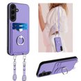 thumbnail image 1 of Wallet Case for Samsung Galaxy S24 Plus, Stylish Ultra Slim PU Leather Card Slots Ring Stand Shoulder Strap Shockproof Protective Thin Lightweight Back Case Cover for Samsung Galaxy S24 Plus, Purple, 1 of 8