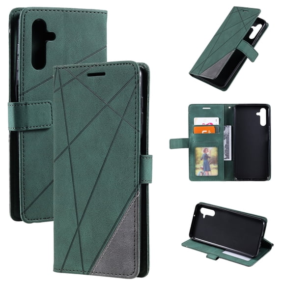 Wallet Case for Samsung Galaxy S24+, Premium PU Leather with Strap Wristlet [RFID Blocking] 3 Card Holders & Slide Cash Slot Flip Kickstand Function Magnetic Closure Folio Purse Case, Green