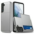 thumbnail image 1 of Wallet Case for Samsung Galaxy S24, Rugged Case with Credit Card Holder Sliding Slot, Military Grade Shockproof Scratch Resistant Anti-Drop Phone Cover for Samsung Galaxy S24, Silver, 1 of 8