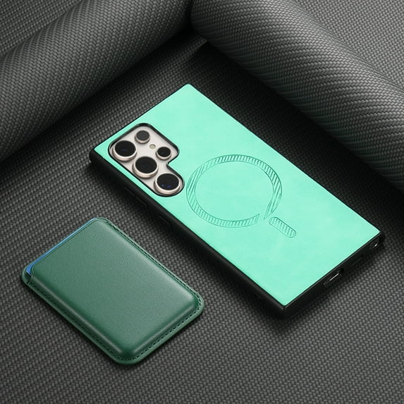 Wallet Case for Samsung Galaxy S24 Ultra, Classic PU Leather Removable Magnetic Card Back Slot Anti-falling Anti-drop Shockproof Protective Phone Case Cover for Samsung Galaxy S24 Ultra, Green