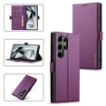 thumbnail image 1 of Wallet Case for Samsung Galaxy S24 Ultra, Classic Shockproof PU Leather Magnetic Flip Cover with Card Holder Stand Feature and Full Body Protection Phone Case Cover for Samsung Galaxy S24 Ultra,Purple, 1 of 1