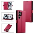 thumbnail image 1 of Wallet Case for Samsung Galaxy S24 Ultra, Classic Shockproof PU Leather Magnetic Flip Cover with Card Holder Stand Feature and Full Body Protection Phone Case Cover for Samsung Galaxy S24 Ultra, Red, 1 of 1