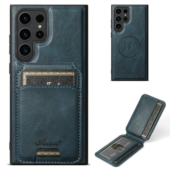 Wallet Case for Samsung Galaxy S24 Ultra, Compatible with MagSafe Magnetic Detachable Premium PU Leather Flip Case Cover with Card Slots Holder Kickstand for Samsung Galaxy S24 Ultra - Blue