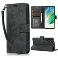 thumbnail image 1 of Wallet Case for Samsung Galaxy S24 Ultra, PU Leather Flip Protective Wrist Strap Card Slots Holder Pocket Embossed Stand Full Body Protection Rugged Cover for Samsung Galaxy S24 Ultra, Black, 1 of 6