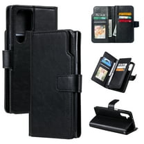 Wallet Case for Samsung Galaxy S24 Ultra, Retro Matte Premium PU Leather Magnetic Flip Folio Case with Card Slots Durable TPU Shell Kickstand Phone Protective Cover for S24 Ultra - Black