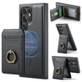 thumbnail image 1 of Wallet Case for Samsung Galaxy S24 Ultra,Ring Holder,Compatible with MagSafe Magnetic RFID Blocking Detachable Premium PU Leather Case with Card Slots Holder Kickstand Wireless Charging,Black, 1 of 10