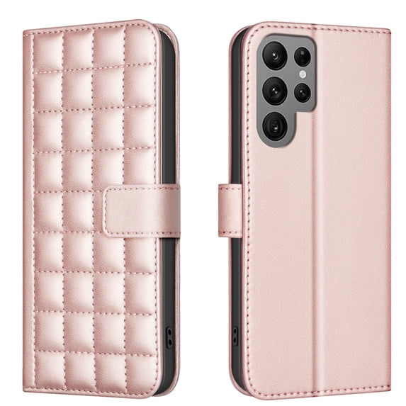 Wallet Case for Samsung Galaxy S24 Ultra with Wrist Strap & Shoulder Strap, Multiple Card Slots Folio Purse PU Leather Stand Full Body Protection Phone Case Cover for Samsung Galaxy S24 Ultra,Rosegold