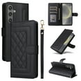 thumbnail image 1 of Wallet Case for Samsung Galaxy S24, Vintage Wrist Strap Kickstand Credit Card Slots Magnetic Closure PU Leather Shockproof Drop Protective TPU Shell for Samsung Galaxy S24, Black, 1 of 6