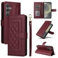 thumbnail image 1 of Wallet Case for Samsung Galaxy S24, Vintage Wrist Strap Kickstand Credit Card Slots Magnetic Closure PU Leather Shockproof Drop Protective TPU Shell for Samsung Galaxy S24, Winered, 1 of 6