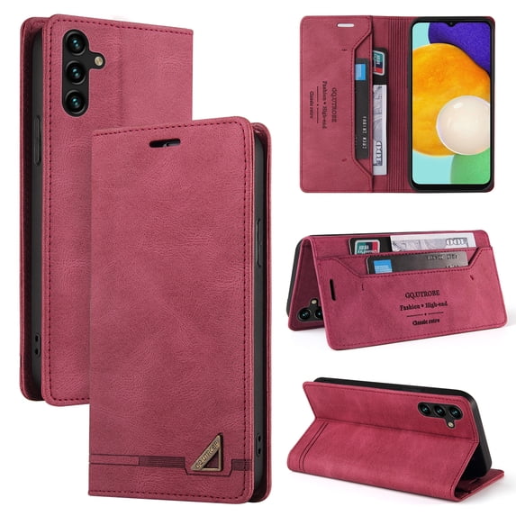 Wallet Case for Samsung Galaxy S25 with Card Holder, Skin-Friendly RFID Blocking PU Leather Purse Cover, Shockproof Magnetic Closure Protective Flip Stand Case for Galaxy S25, Red