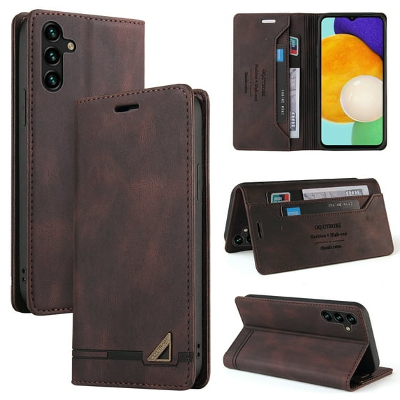 Wallet Case for Samsung Galaxy S25 with Card Holder, Skin-Friendly RFID Blocking PU Leather Purse Cover, Shockproof Magnetic Closure Protective Flip Stand Case for Galaxy S25, Brown