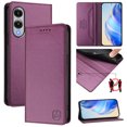 thumbnail image 1 of Wallet Case for Samsung Galaxy S25 Edge with Card Holder, Business Premium PU Leather Flip RFID Blocking Wallet Case with Wrist Strap Kickstand Protective Cover for Samsung Galaxy S25 Edge, Darkpurple, 1 of 11
