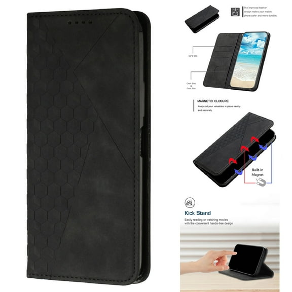 Wallet Case for Samsung Galaxy S25, Embossed Premium PU Leather [Folio Flip] [Kickstand] [Card Slots] [6.8 inch] Shockproof Phone Case Cover for Samsung Galaxy S25,Black
